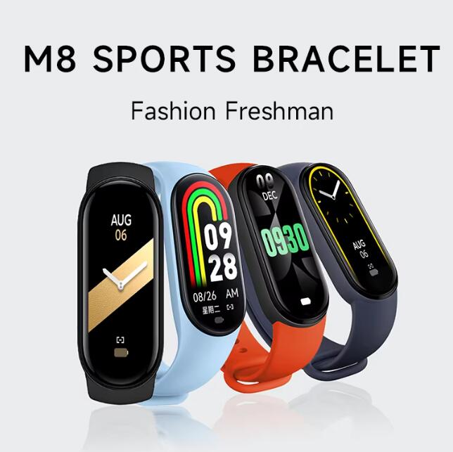 JC Hot Sales Smart Bracelet Body Temperature Watch M8 IP67 Waterproof Wristband Smart Watch Silicone Smart Band With ECG Monitoring