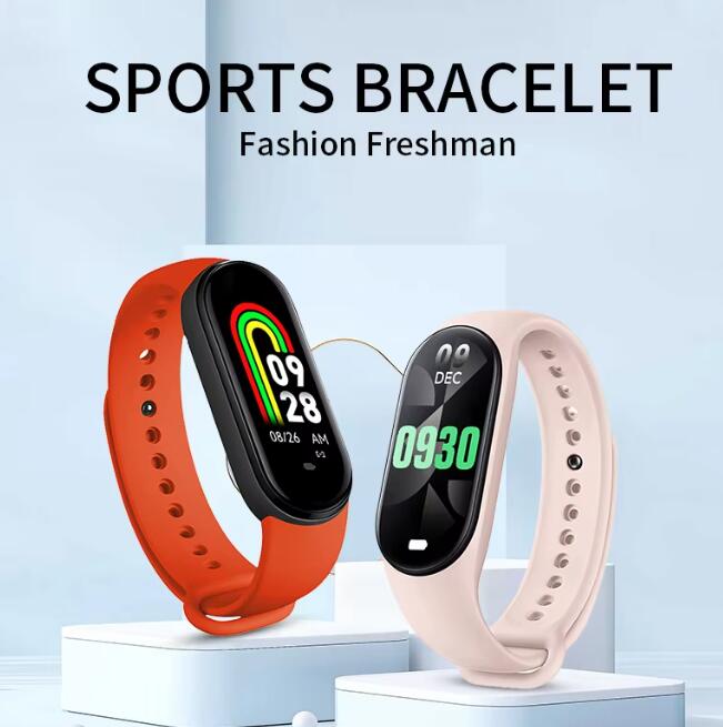 JC Hot Sales Smart Bracelet Body Temperature Watch M8 IP67 Waterproof Wristband Smart Watch Silicone Smart Band With ECG Monitoring