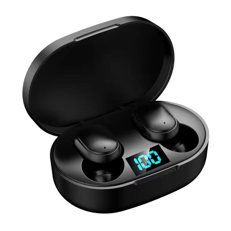 JC E6S TWS Wireless Bluetooth Earphone Stereo Earbuds Bluetooth 5.0 in Ear EarPods for iPhone Android  With Charging Case Stereo Quality  Touch Control Black