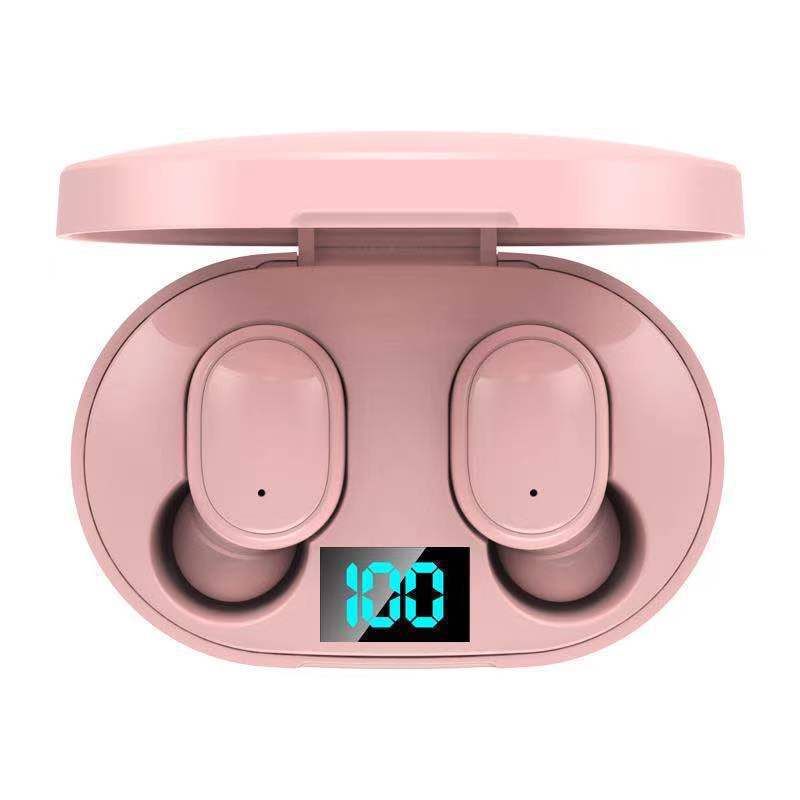 JC E6S TWS Wireless Bluetooth Earphone Stereo Earbuds Bluetooth 5.0 in Ear EarPods for iPhone Android  With Charging Case Stereo Quality  Touch Control Pink