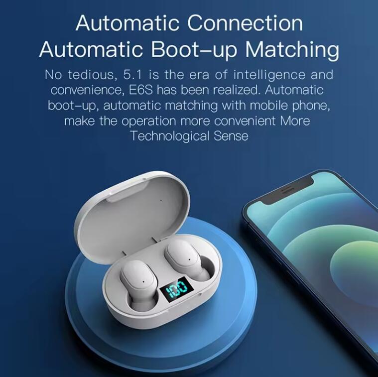 JC E6S TWS Wireless Bluetooth Earphone Stereo Earbuds Bluetooth 5.0 in Ear EarPods for iPhone Android  With Charging Case Stereo Quality  Touch Control