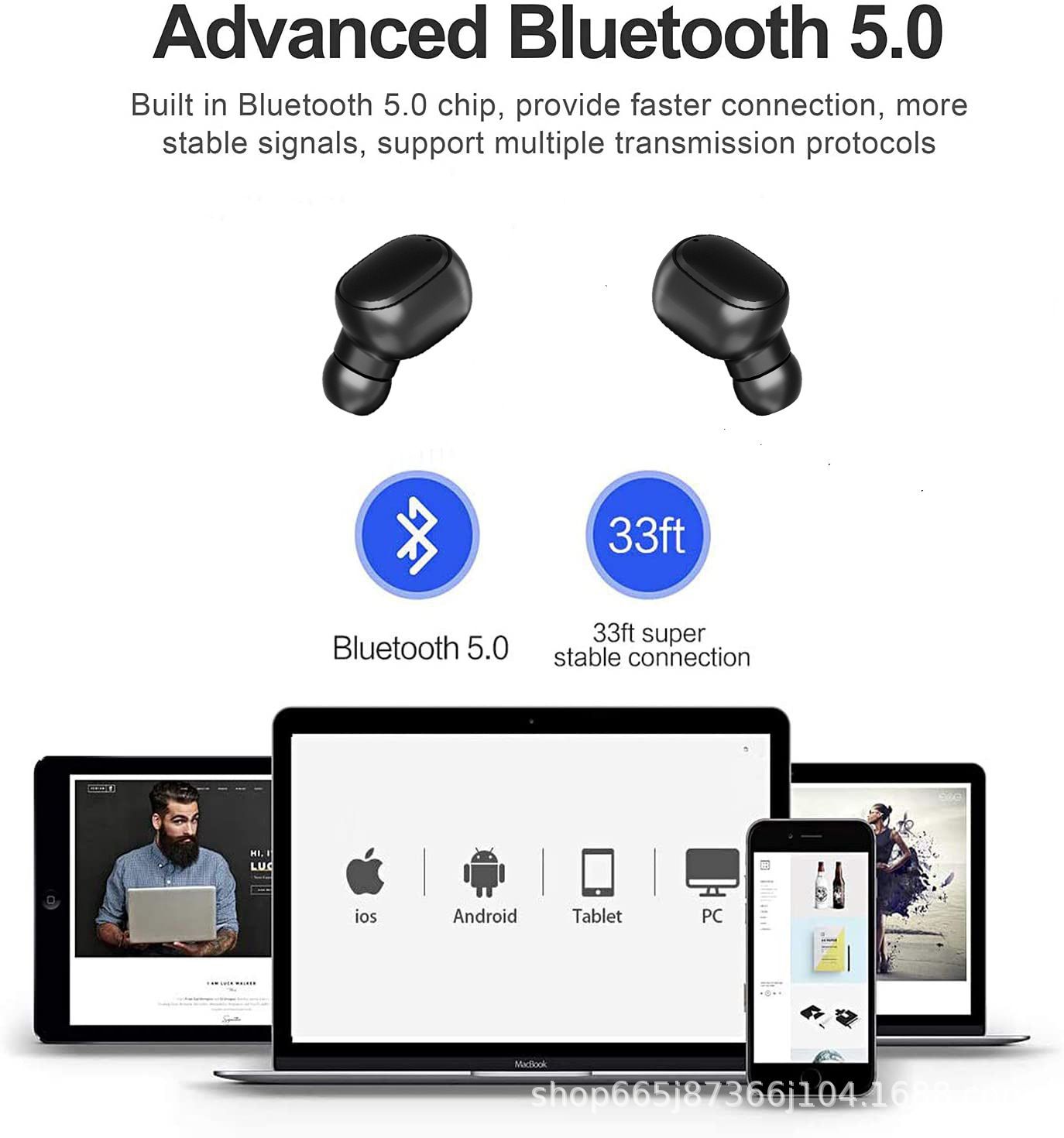 JC E6S TWS Wireless Bluetooth Earphone Stereo Earbuds Bluetooth 5.0 in Ear EarPods for iPhone Android  With Charging Case Stereo Quality  Touch Control
