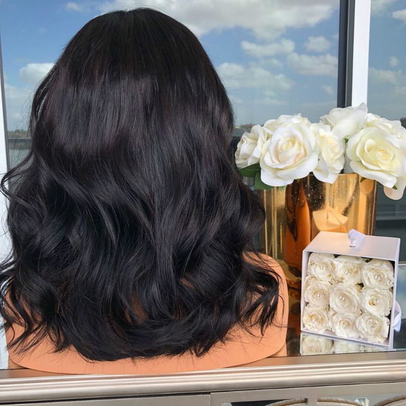 JC  wigs Fashionable short curly women wigs hair with straight bangs and slightly curled collarbone hairstyle Medium Wave Roll Chemical Fiber Headset