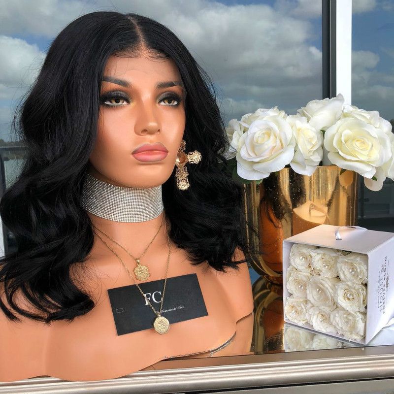 JC  wigs Fashionable short curly women wigs hair with straight bangs and slightly curled collarbone hairstyle Medium Wave Roll Chemical Fiber Headset