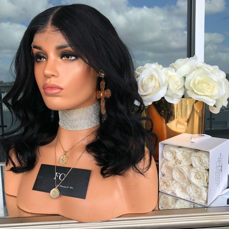 JC  wigs Fashionable short curly women wigs hair with straight bangs and slightly curled collarbone hairstyle Medium Wave Roll Chemical Fiber Headset