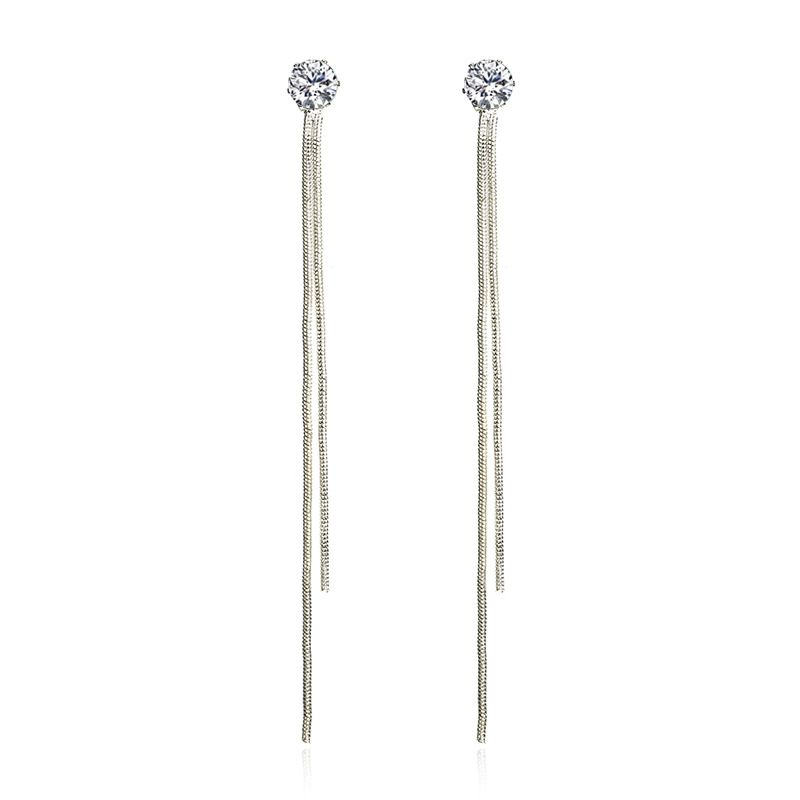 JC 2024 women Earrings Fashion Women Sweet Luxury Earring Jewelry Silver Fairy Zircon Diamond Long Tassel Earrings Dangle Hanging Rhinestone Long Drop Earrings Ear Line For Women