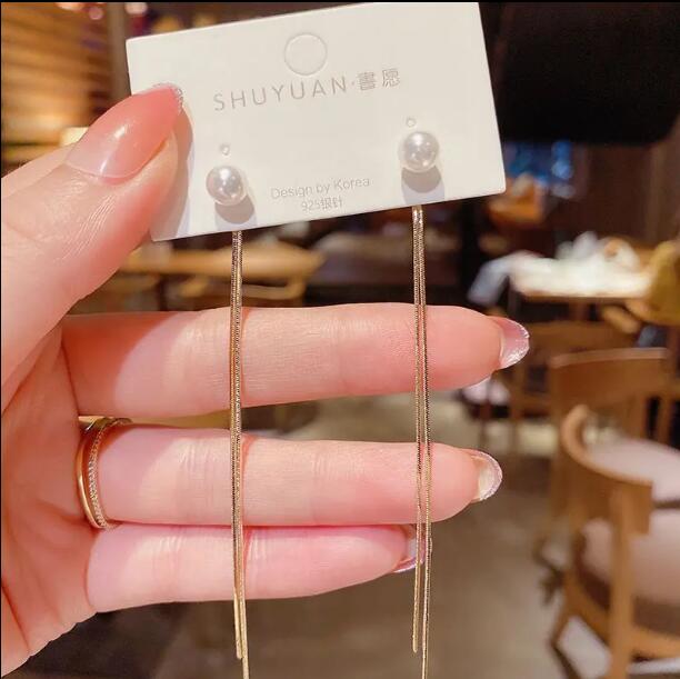 JC 2024 women Earrings Fashion Women Sweet Luxury Earring Jewelry Silver Fairy Zircon Diamond Long Tassel Earrings Dangle Hanging Rhinestone Long Drop Earrings Ear Line For Women