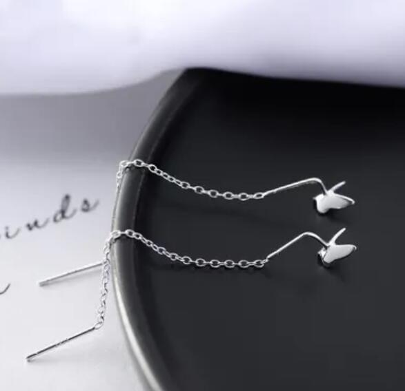 JC new earrings women Small Butterfly Earrings  Silver needle Butterfly romantic tassel stud earrings fairy temperament long pendant  Plated Long Tassel Earrings For Girls