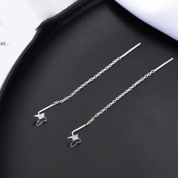 JC new earrings women Small Butterfly Earrings  Silver needle Butterfly romantic tassel stud earrings fairy temperament long pendant  Plated Long Tassel Earrings For Girls