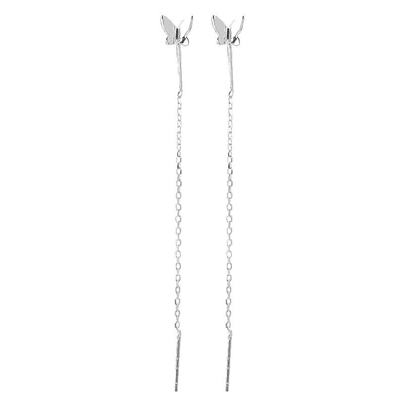 JC new earrings women Small Butterfly Earrings  Silver needle Butterfly romantic tassel stud earrings fairy temperament long pendant  Plated Long Tassel Earrings For Girls