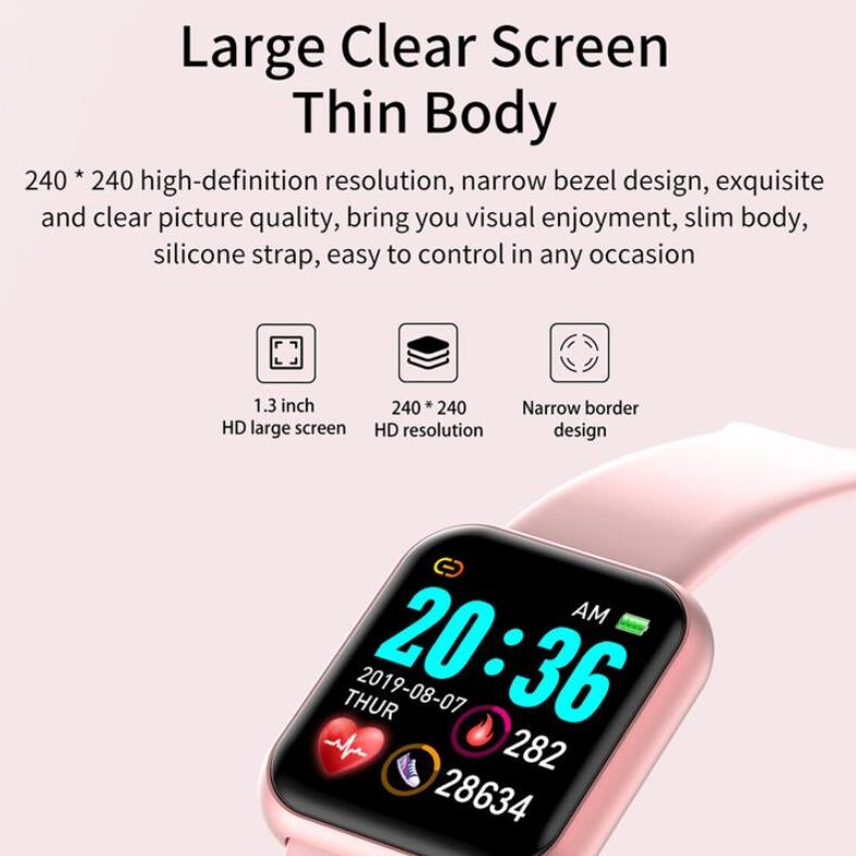 JC 2024 Y68 Smartwatches(no separate charger needed) bluetooth smart Watches Smartwatch Relogio Inteligente  Inteligente Smarth Full Touch Screen Y68 D20 Smart Watch For Christmas Gifts