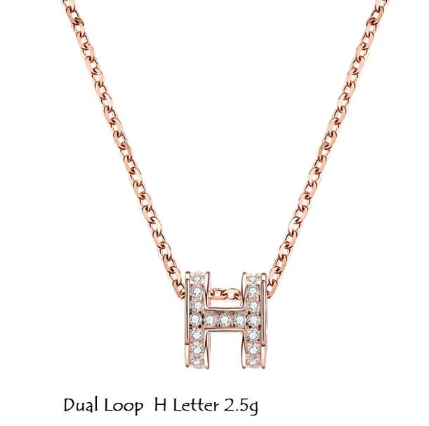 JC Women Necklaces Pendant  Zircon H Letter Alphabet Pendant Necklace Silver 925 dual loop pendant Women Jewelry for Christmas day lovers