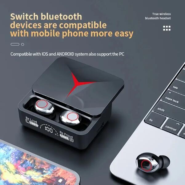 JC wireless bluetooth earphones M90 Pro TWS BT Earphones True Wireless Earbuds Noise Cancelling LED Digital Display Gaming Stereo Earbuds M90 pro
