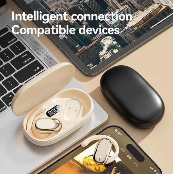 JC 2025 Best-Selling Sport LED In-Ear Bluetooth Earphones wireless Smart Touch Control Long Battery Life High Sound Quality Waterproof Feature JC Earbuds with Sport Climb Earhook Wireless In-Ear