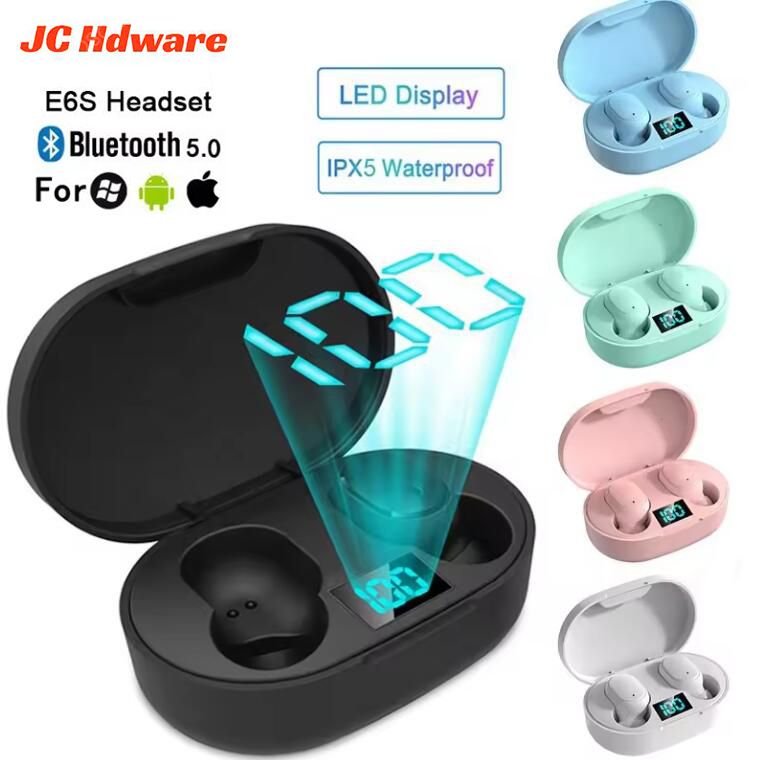 JC E6S TWS Wireless Bluetooth Earphone Stereo Earbuds Bluetooth 5.0 in Ear EarPods for iPhone Android  With Charging Case Stereo Quality  Touch Control
