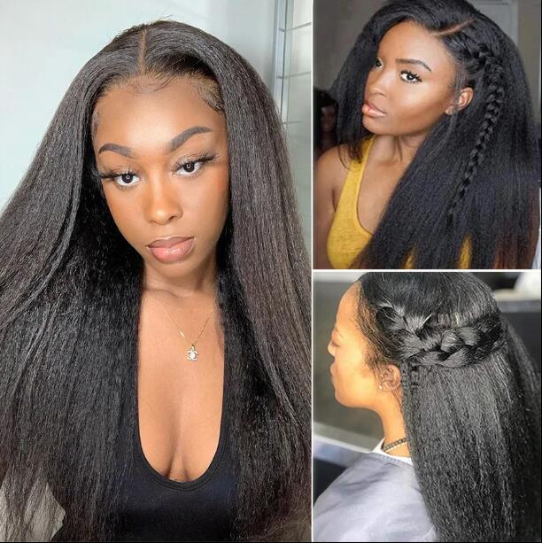 JC  women Lace medium split long Closure Wigs Kinky Straight 13X6 Hd Lace Frontal Wig Vietnamese HAIR Wigs 
for lady ladies