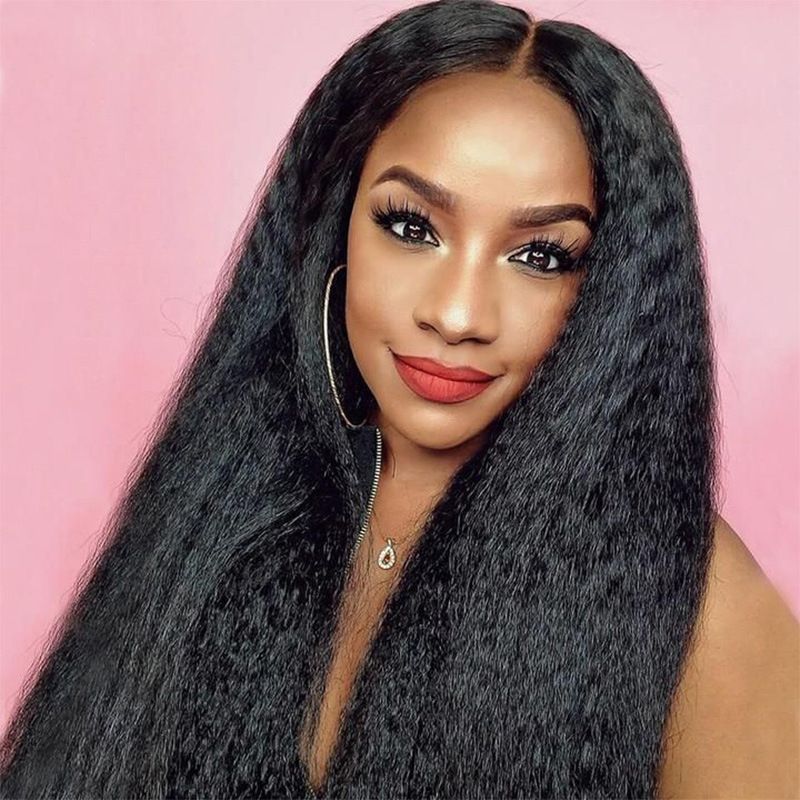 JC  women Lace medium split long Closure Wigs Kinky Straight 13X6 Hd Lace Frontal Wig Vietnamese HAIR Wigs 
for lady ladies