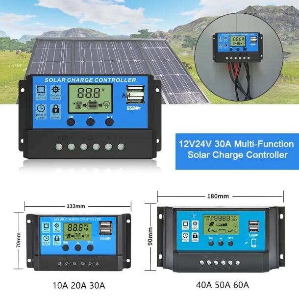 JC 12V/24V 20A/30A Solar Ladegerat Controller Solar Panel  Charge Controller Lithium Battery Lead Acid Battery 12V 24V
