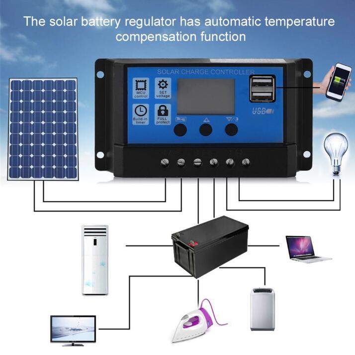 JC 12V/24V 20A/30A Solar Ladegerat Controller Solar Panel  Charge Controller Lithium Battery Lead Acid Battery 12V 24V