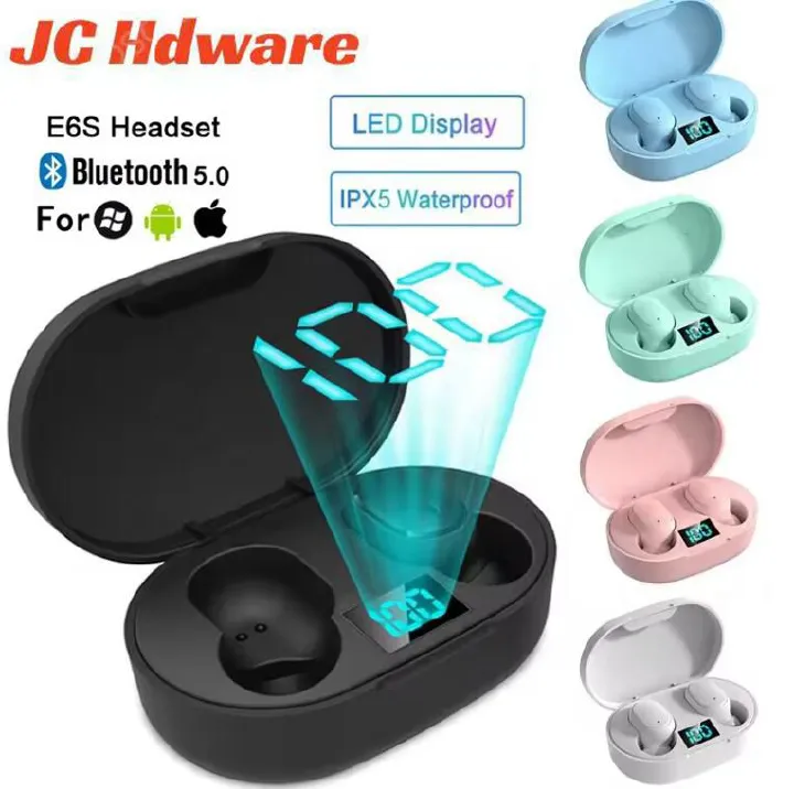 JC E6S TWS Wireless Bluetooth Earphone Stereo Earbuds Bluetooth 5.0 in Ear EarPods for iPhone Android  With Charging Case Stereo Quality  Touch Control