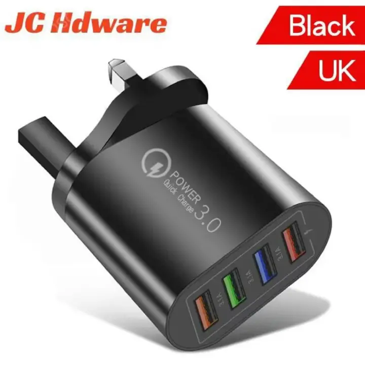 JC 2023 hot sale new high-quality 4 USB ports travel Fast charger 3A charger for UK for Quick Charge Adapter For Mobile Phone Laptop Charger Plug