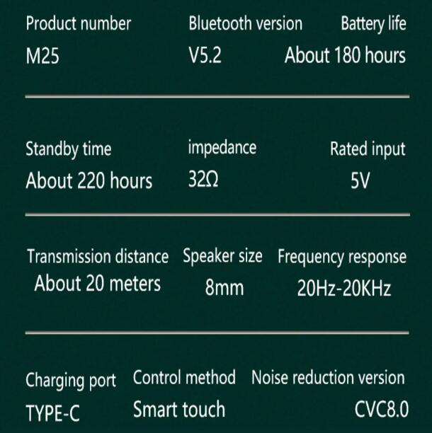 JC M25 Wireless Bluetooth earphones TWS Gaming Headset New Design Noise Reduction Waterproof Earphones Touch Control Earbuds Noise Cancelling for Gaming Computer Mobile Phone