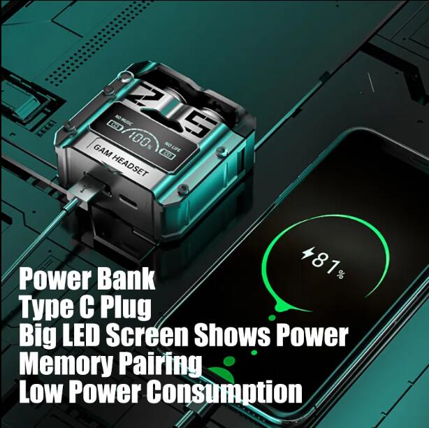 JC M25 Wireless Bluetooth earphones TWS Gaming Headset New Design Noise Reduction Waterproof Earphones Touch Control Earbuds Noise Cancelling for Gaming Computer Mobile Phone
