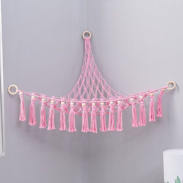 Gable Wall Hanging Children's Room Toy Storage Bag Woven Plush Toy Hammock Net