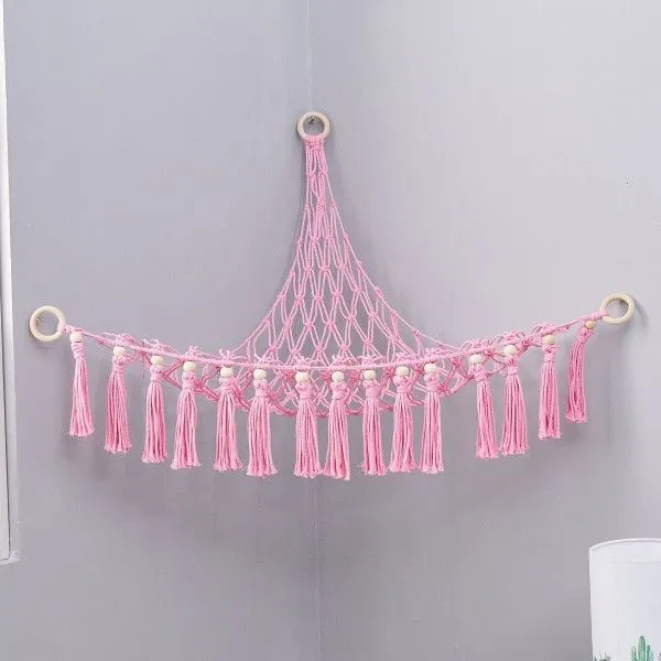 Gable Wall Hanging Children's Room Toy Storage Bag Woven Plush Toy Hammock Net