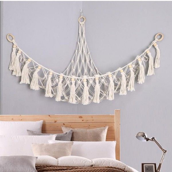 Gable Wall Hanging Children's Room Toy Storage Bag Woven Plush Toy Hammock Net