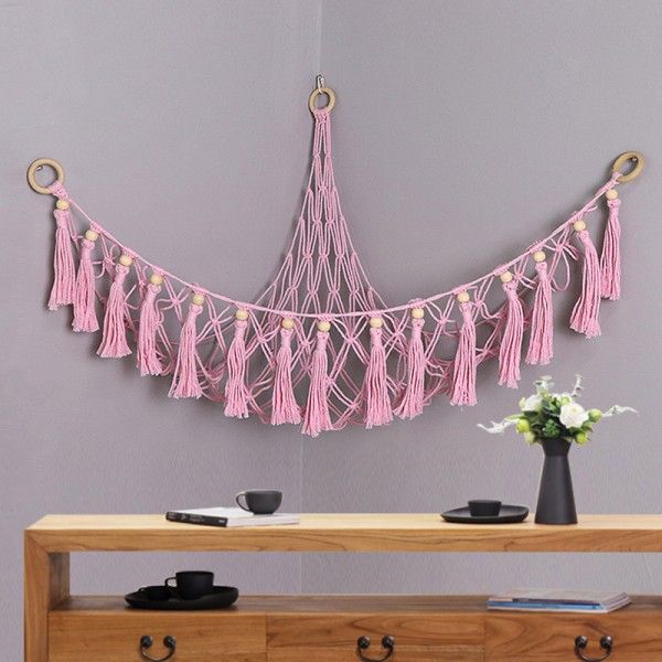 Gable Wall Hanging Children's Room Toy Storage Bag Woven Plush Toy Hammock Net