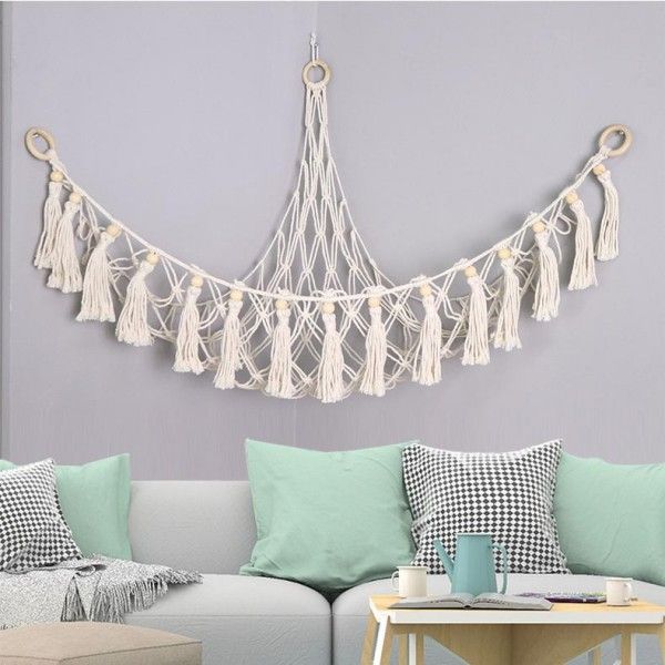 Gable Wall Hanging Children's Room Toy Storage Bag Woven Plush Toy Hammock Net