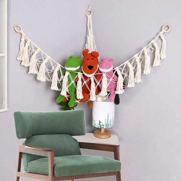 Gable Wall Hanging Children's Room Toy Storage Bag Woven Plush Toy Hammock Net