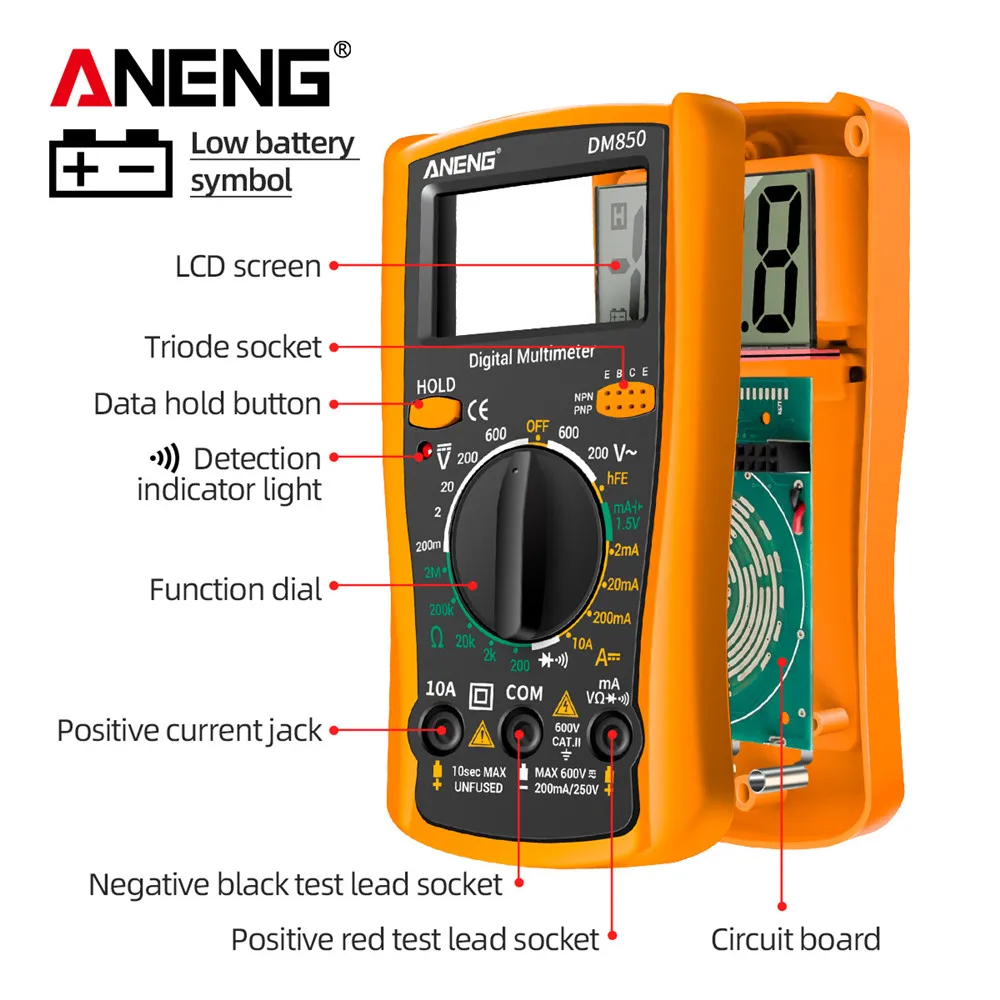 Digital Multimeter Automatic Professional 1999 Counts Auto AC/DC Votage Tester Ohm Current Ammeter Detector Tool