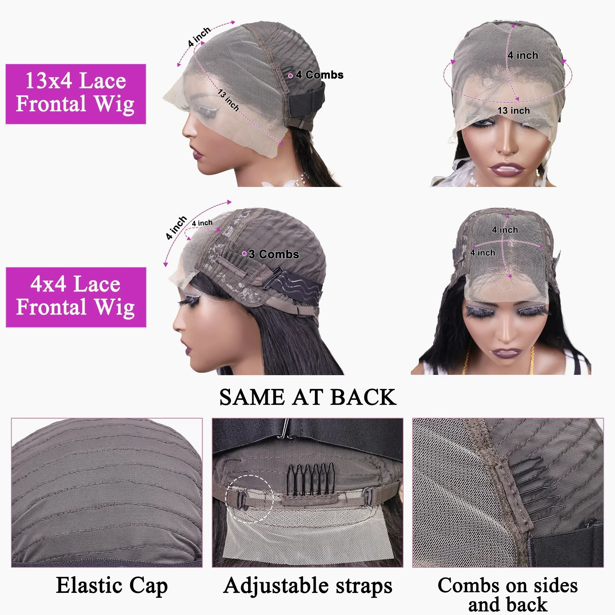 Straight Lace Frontal Bob Wig Pre Plucked 4x4 Human Hair Wigs Brazilian Remy Bone Straight Short Bob Wig For Women 14 Inch