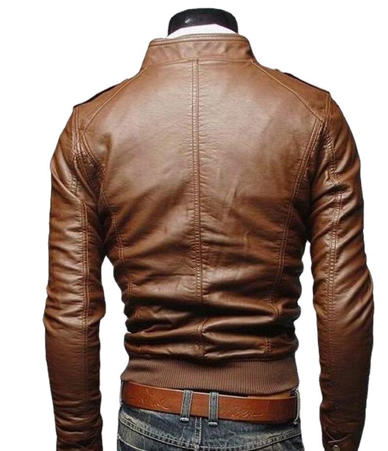 Men's Stand Collar Business Casual Slim Pu Jacket Motorcycle Jacket Tops > Jackets & Coats