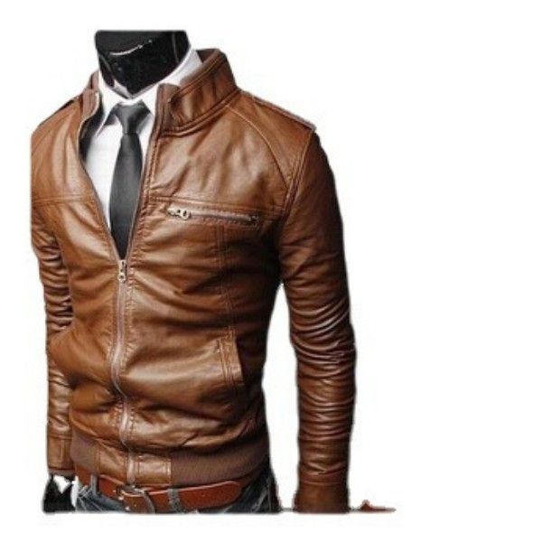 Men's Stand Collar Business Casual Slim Pu Jacket Motorcycle Jacket Tops > Jackets & Coats