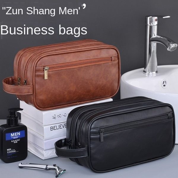 Portable Double Deck Men's Toiletry Bag Large Capacity Toiletry Bag For Business Travel  Cosmetic Bags & Cases