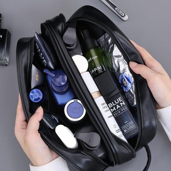Portable Double Deck Men's Toiletry Bag Large Capacity Toiletry Bag For Business Travel  Cosmetic Bags & Cases