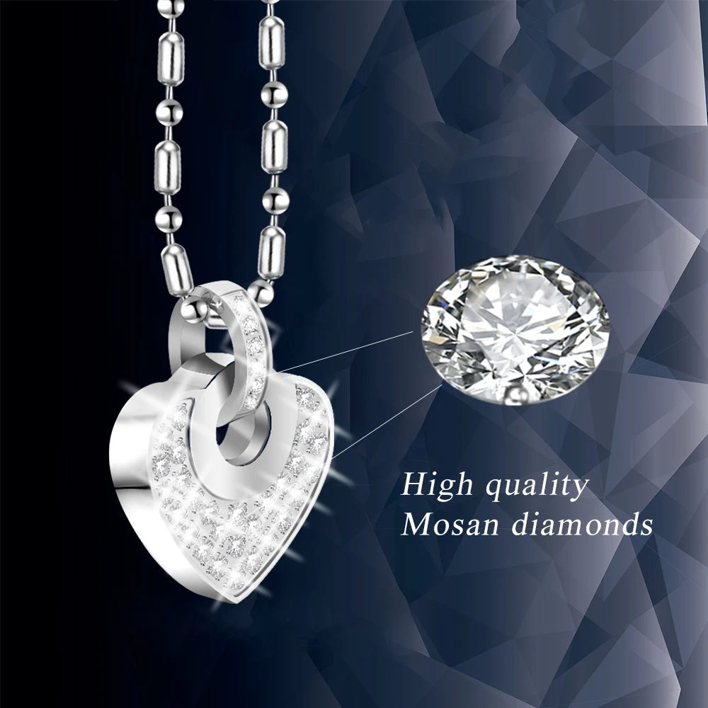 Surgical Grade Titanium Steel Heart Pendant for Women Diamond Volcanic Stone Necklace - Fashionable Jewelry for Sleep & Balance