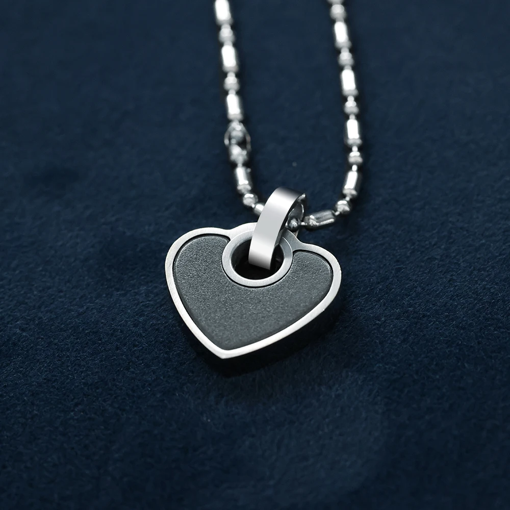 Surgical Grade Titanium Steel Heart Pendant for Women Diamond Volcanic Stone Necklace - Fashionable Jewelry for Sleep & Balance
