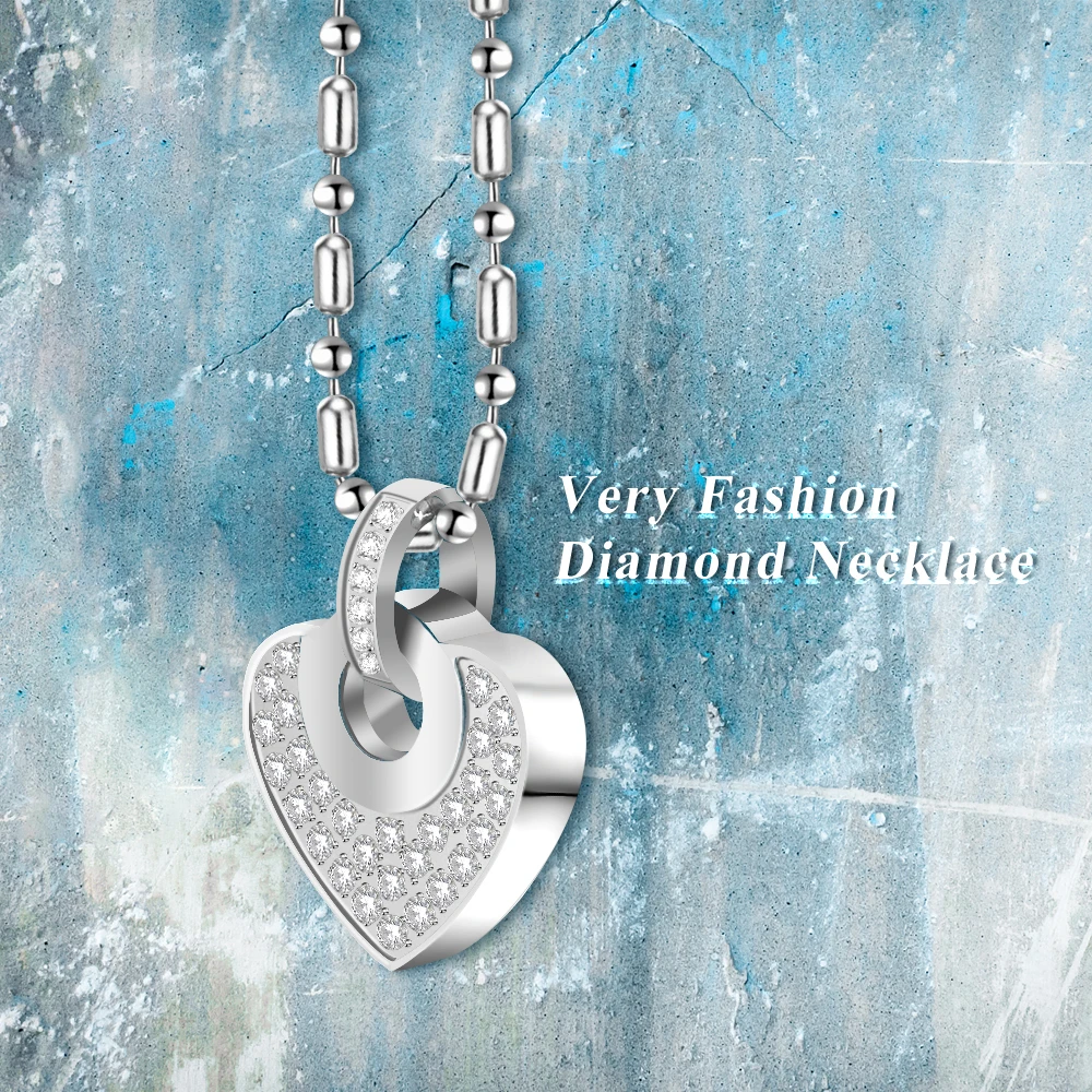 Surgical Grade Titanium Steel Heart Pendant for Women Diamond Volcanic Stone Necklace - Fashionable Jewelry for Sleep & Balance