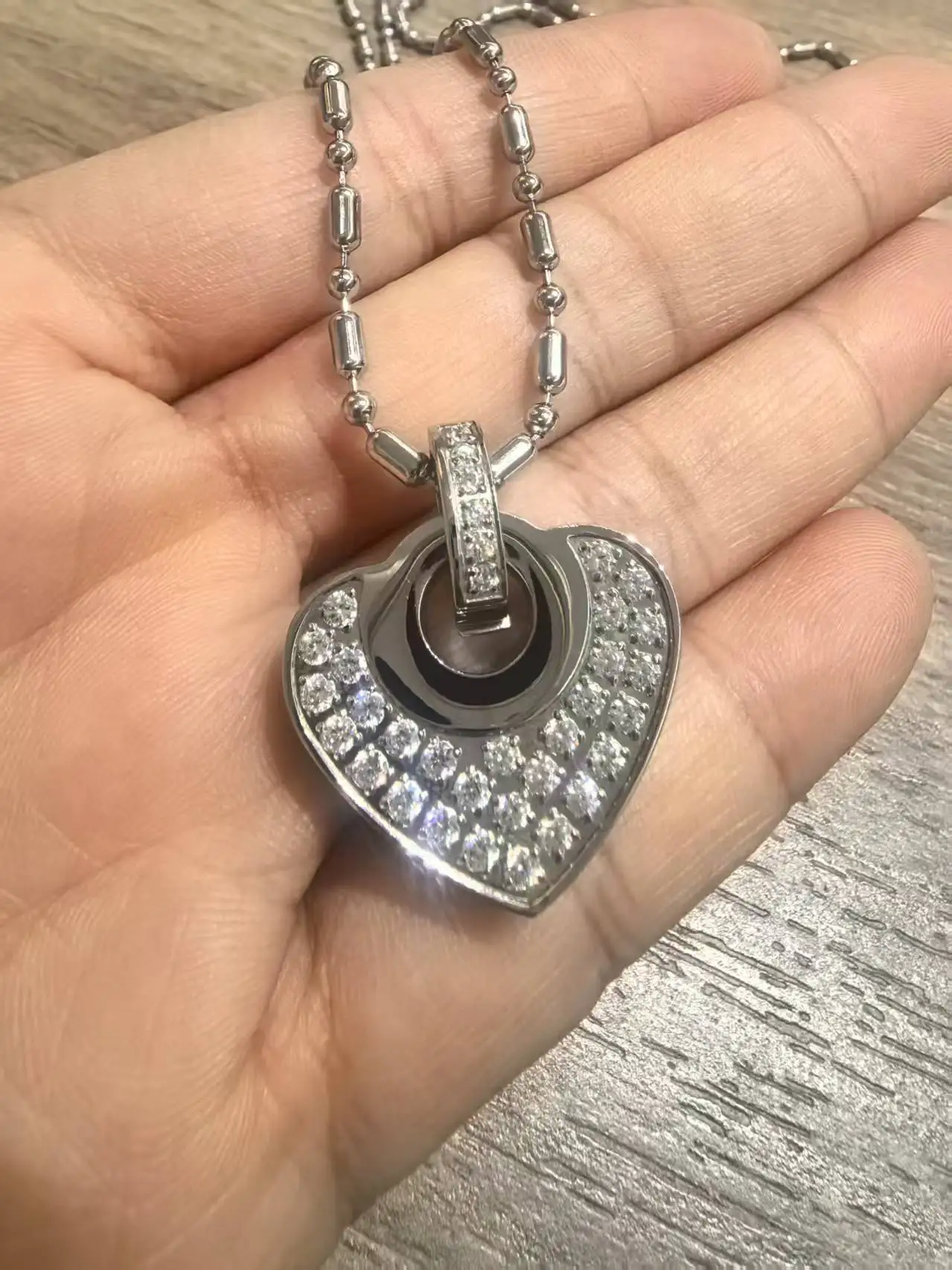 Surgical Grade Titanium Steel Heart Pendant for Women Diamond Volcanic Stone Necklace - Fashionable Jewelry for Sleep & Balance