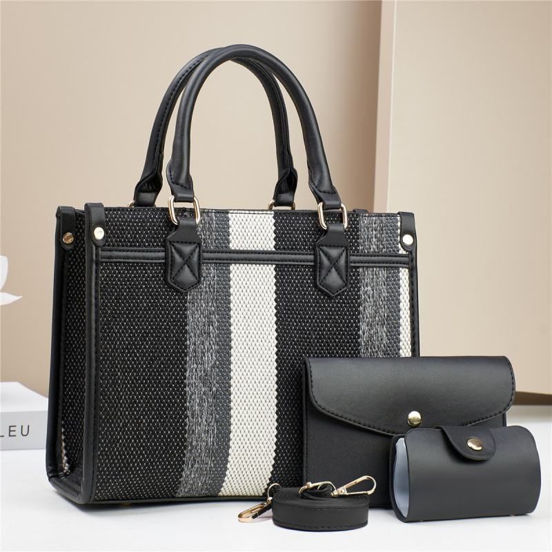 Mateamoda Vintage-Inspired Multi-Tone Structured Tote Set Crossbody Bag Underarm Handbag