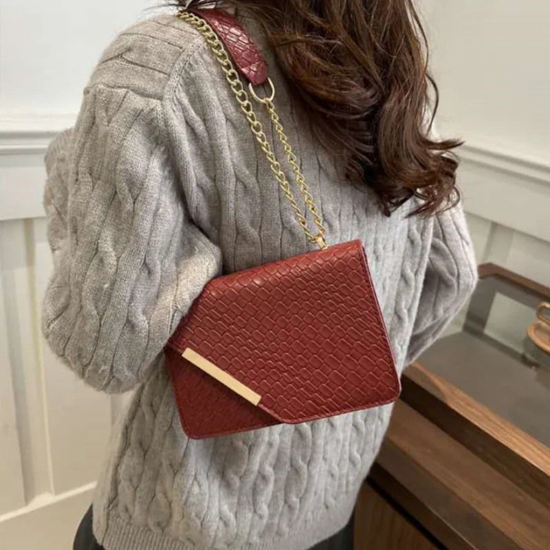 Mateamoda Luxury-Inspired Quilted Sling Bag with Gold Chain Accent Crossbody Bag