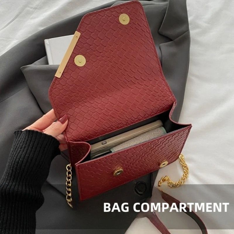 Mateamoda Luxury-Inspired Quilted Sling Bag with Gold Chain Accent Crossbody Bag