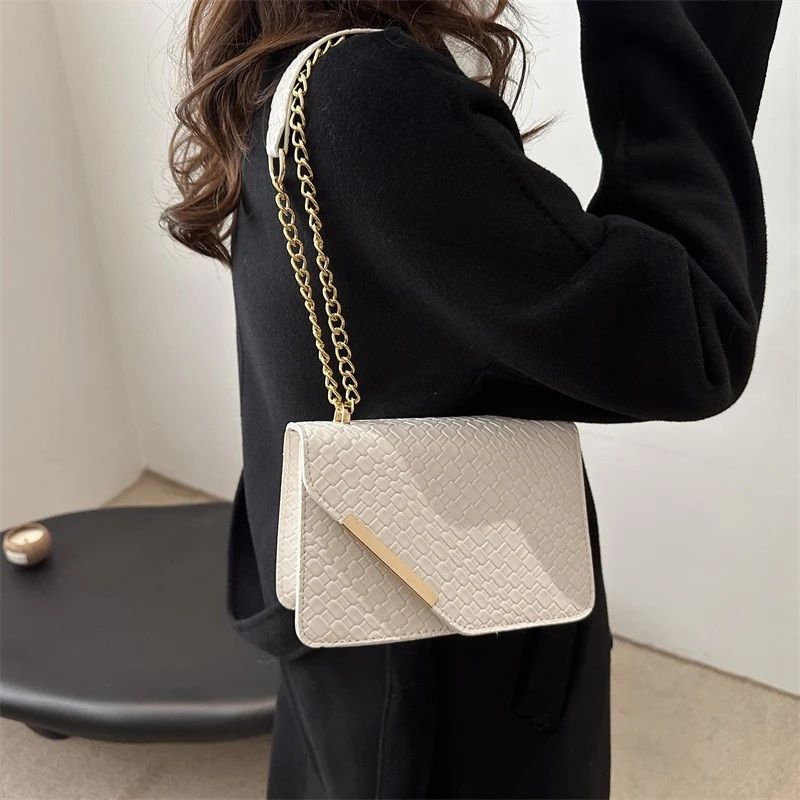 Mateamoda Luxury-Inspired Quilted Sling Bag with Gold Chain Accent Crossbody Bag