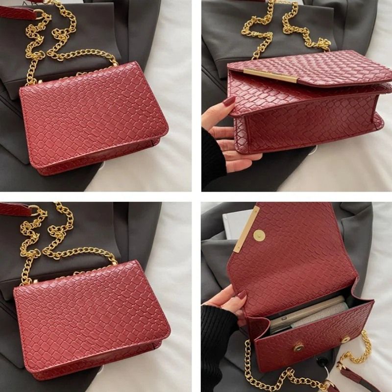 Mateamoda Luxury-Inspired Quilted Sling Bag with Gold Chain Accent Crossbody Bag