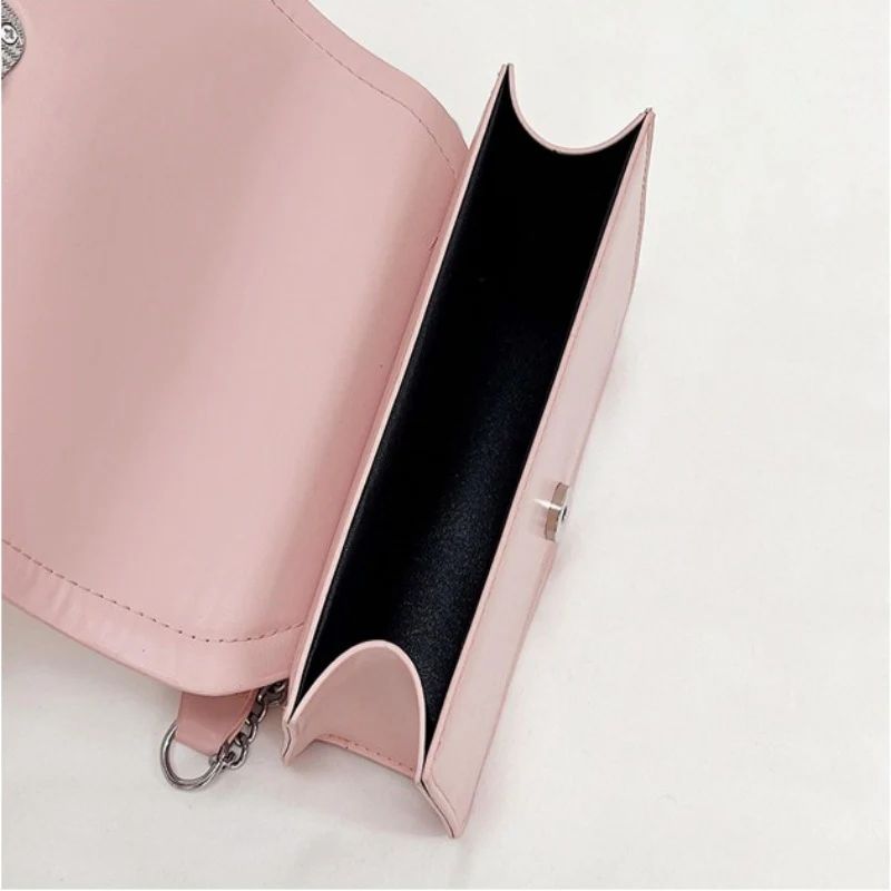 Mateamoda Elegant Quilted Sling Bag with Silver Chain Strap Crossbody Bag