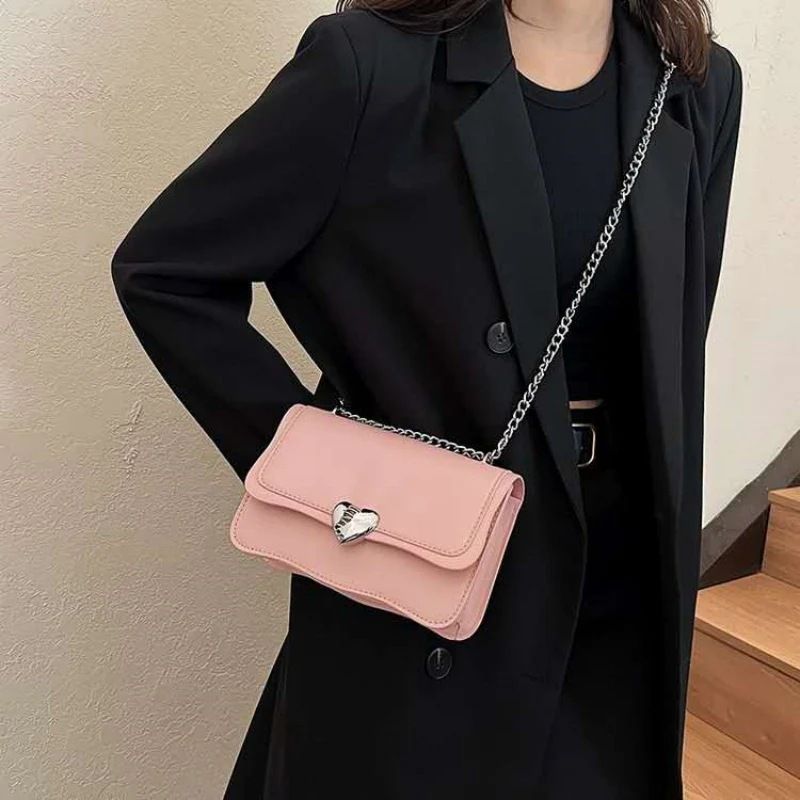 Mateamoda Elegant Quilted Sling Bag with Silver Chain Strap Crossbody Bag